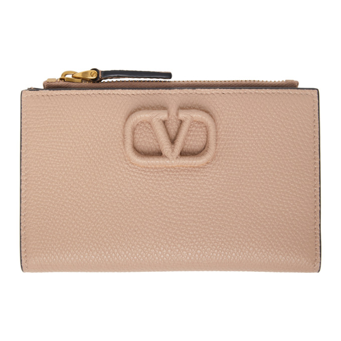 Valentino Garavani Pink Valentino Garavani VLogo Zippered Cardholder