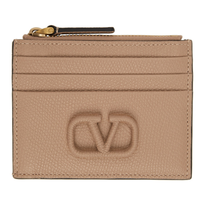 Valentino Garavani Pink Valentino Garavani VLogo Zip Card Holder