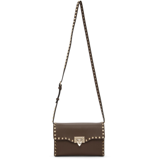 Valentino Garavani Brown Valentino Garavani Small Rockstud Crossbody Bag