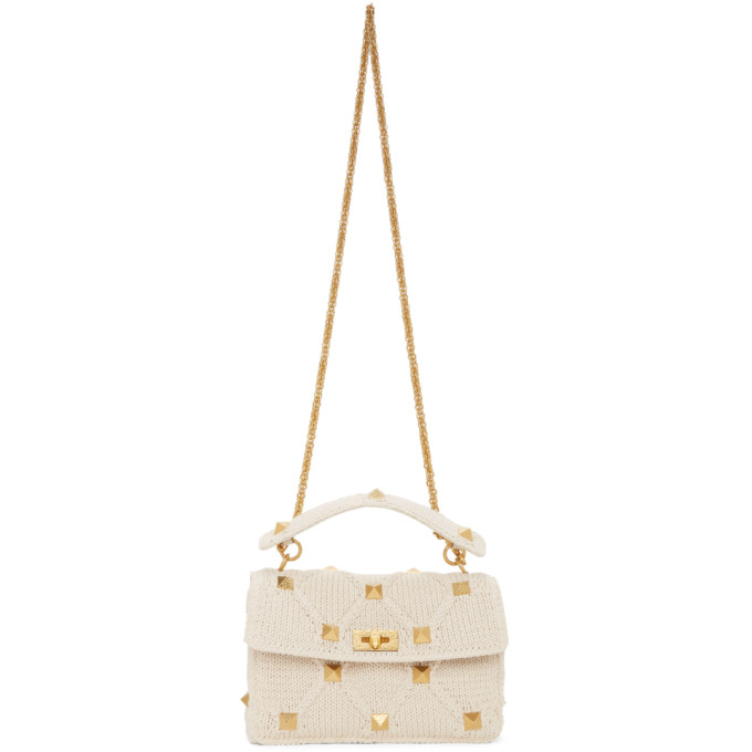 Valentino Garavani Off-White Valentino Garavani Large Roman Stud Chain Bag