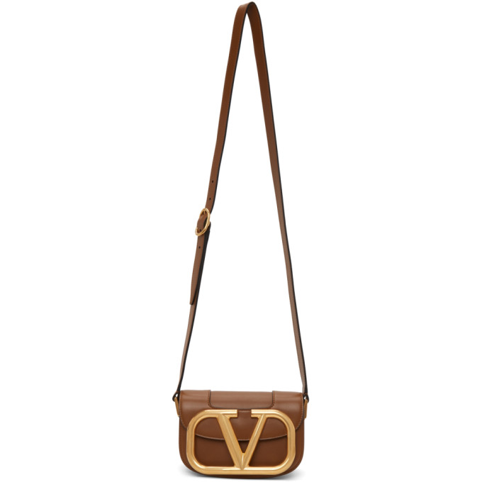 Valentino Garavani Tan Valentino Garavani Small Super VLogo Shoulder Bag