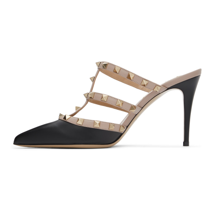 Valentino Garavani Rockstud Strappy Mule In N91 Black/poudre | ModeSens
