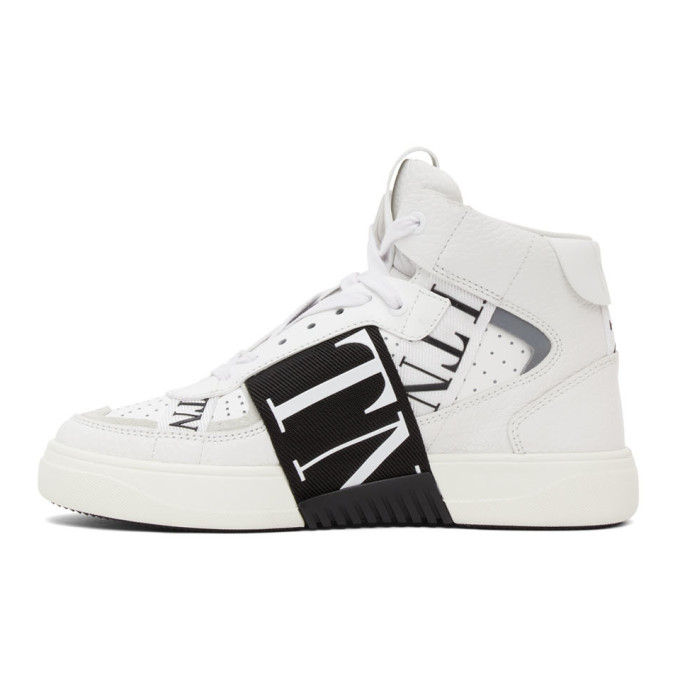 VALENTINO WHITE & BLACK 'VL7N' MID-TOP SNEAKERS