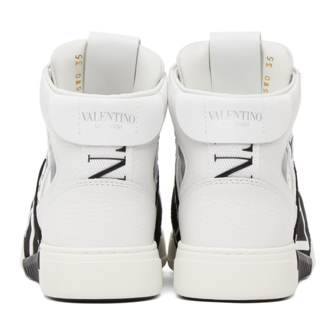 VALENTINO WHITE & BLACK 'VL7N' MID-TOP SNEAKERS