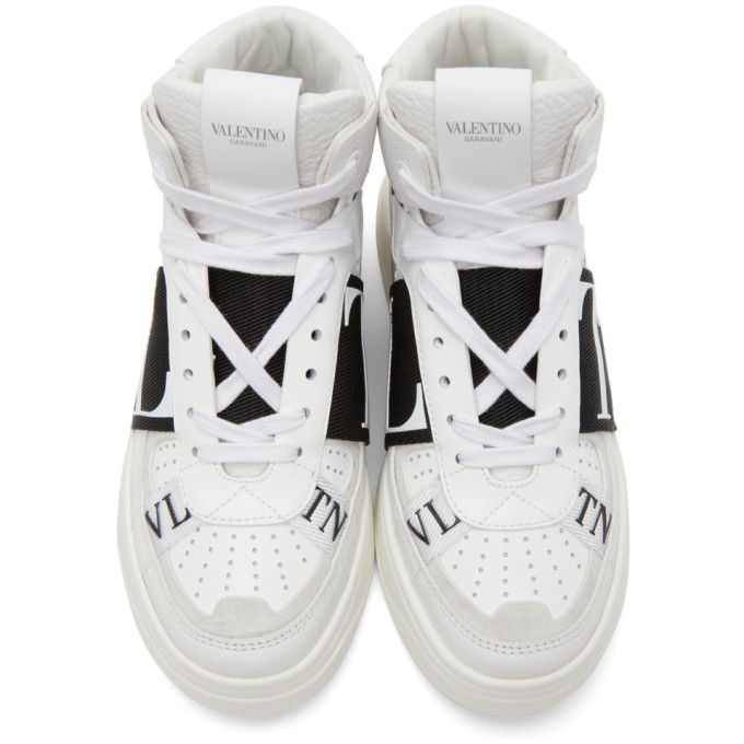 VALENTINO WHITE & BLACK 'VL7N' MID-TOP SNEAKERS