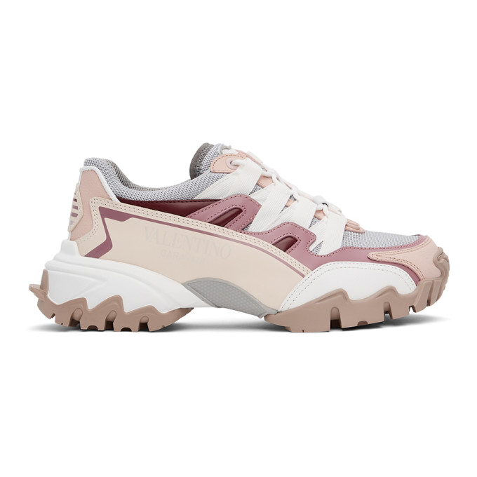 VALENTINO GREY & PINK VLOGO CLIMBERS SNEAKERS