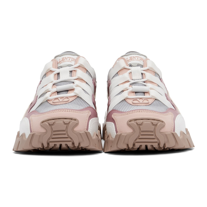 VALENTINO GREY & PINK VLOGO CLIMBERS SNEAKERS