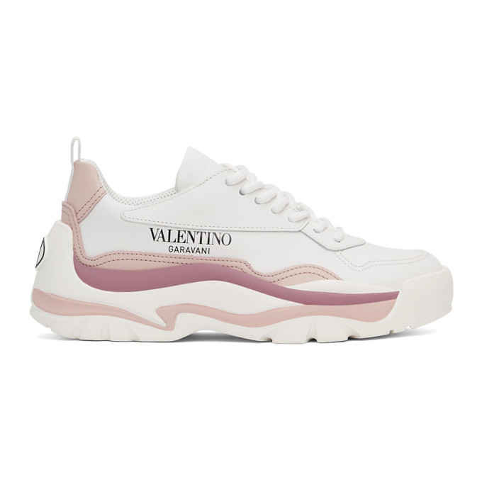 VALENTINO WHITE & PINK VLOGO GUMBOY LOW SNEAKERS