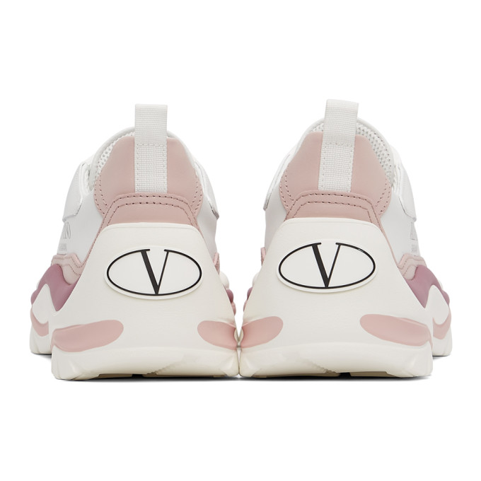 VALENTINO WHITE & PINK VLOGO GUMBOY LOW SNEAKERS