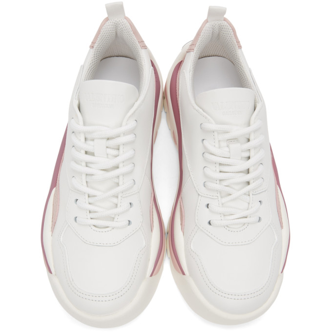 VALENTINO WHITE & PINK VLOGO GUMBOY LOW SNEAKERS