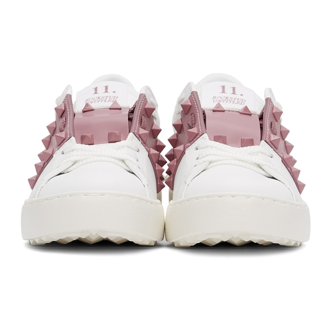 VALENTINO WHITE & PINK ROCKSTUD OPEN SNEAKERS