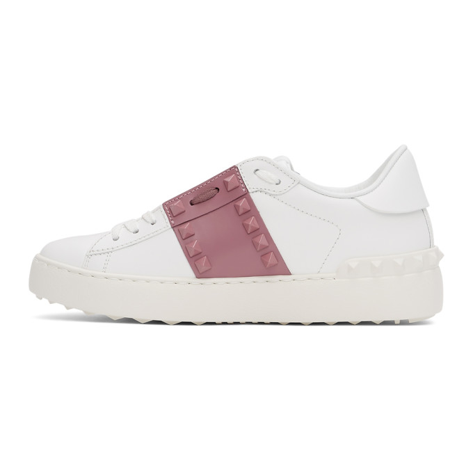 VALENTINO WHITE & PINK ROCKSTUD OPEN SNEAKERS