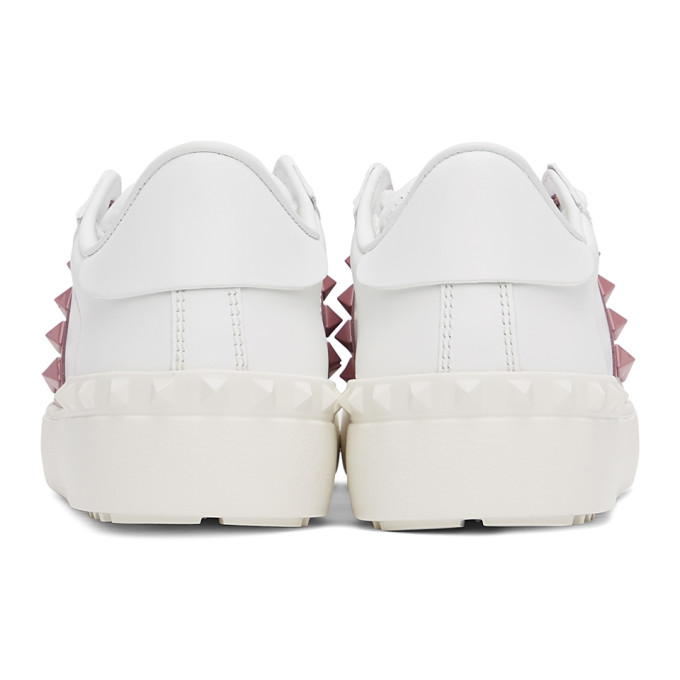VALENTINO WHITE & PINK ROCKSTUD OPEN SNEAKERS