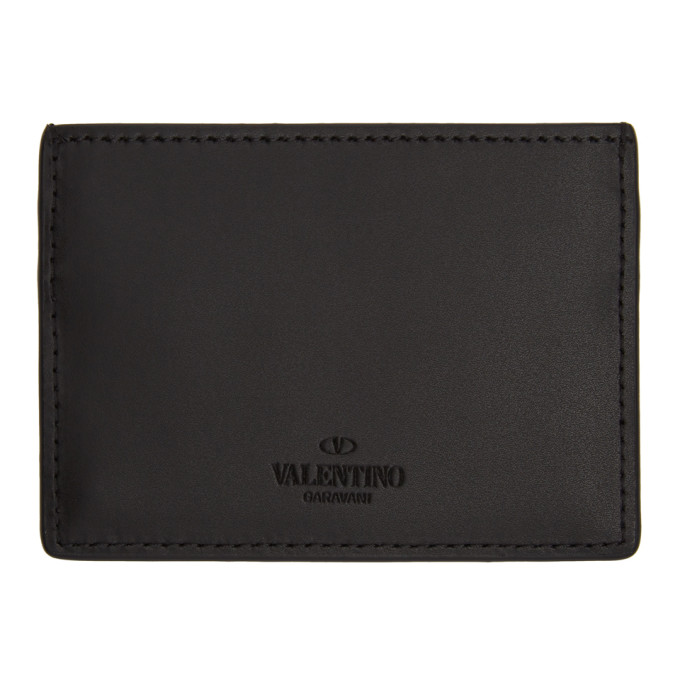 VALENTINO BLACK & WHITE VALENTINO GARAVANI 'VLTN' CARD HOLDER