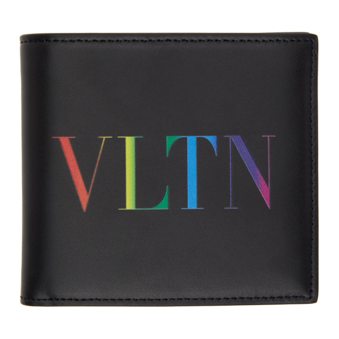 Valentino Garavani Black and Multicolor Valentino Garavani VLTN Wallet