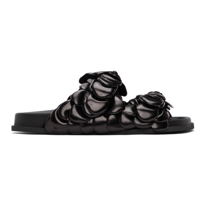 VALENTINO GARAVANI BLACK 03 ROSE EDITION ATELIER PETAL SANDALS