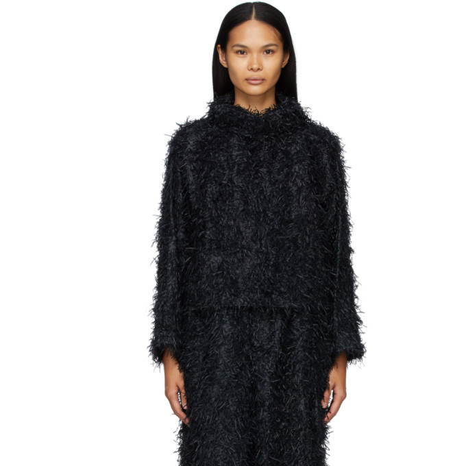 Issey Miyake Black Shaggy Turtleneck