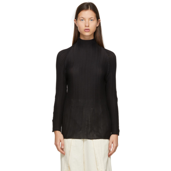 Issey Miyake Black Wooly Pleats Turtleneck