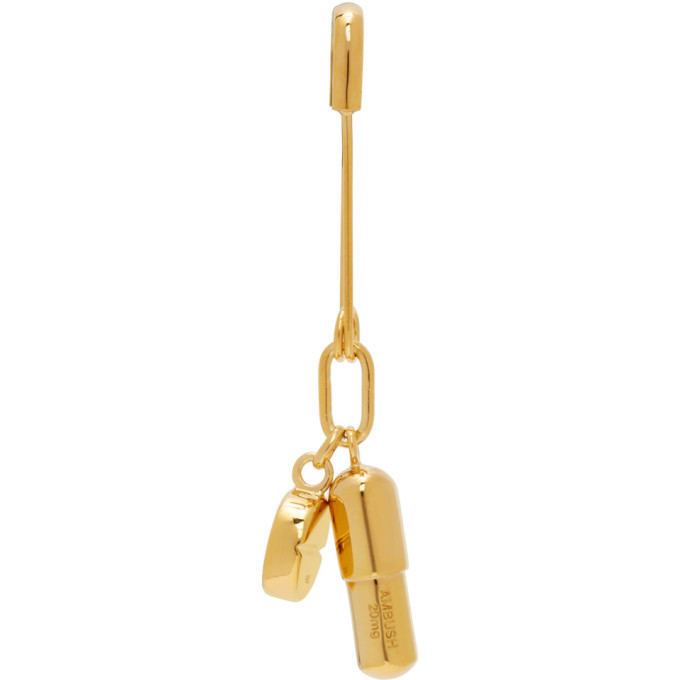 AMBUSH GOLD PILL CHARM EARRING