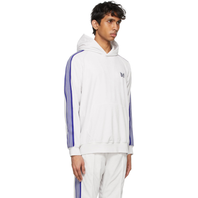 NEEDLES WHITE VELOUR TRACK HOODIE