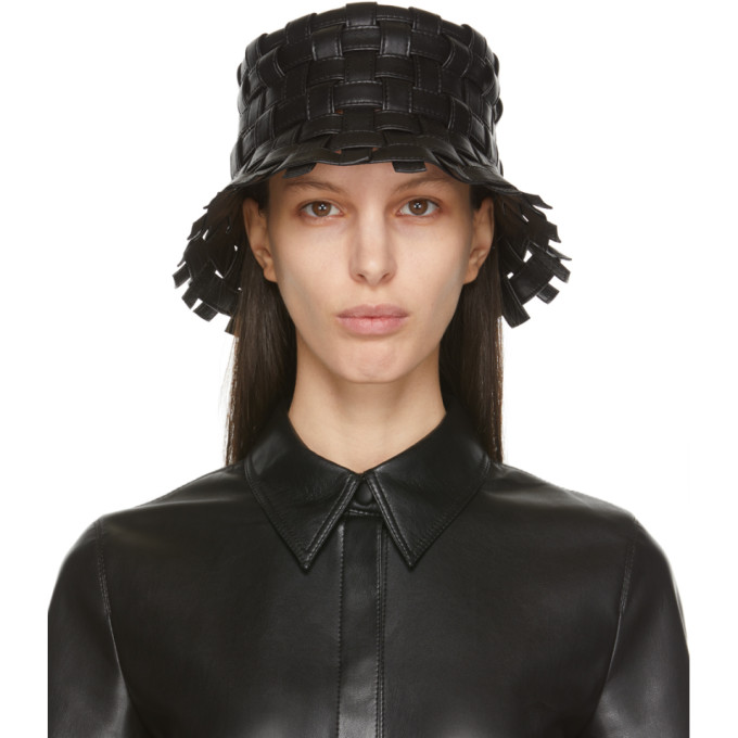 Nanushka Black Woven Juhi Bucket Hat