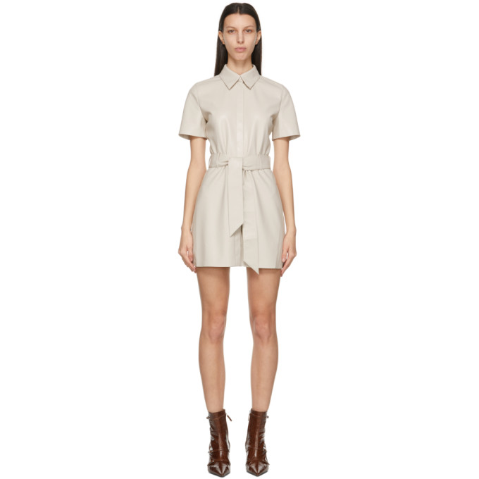 Nanushka Off-White Vegan Leather Halli Dress