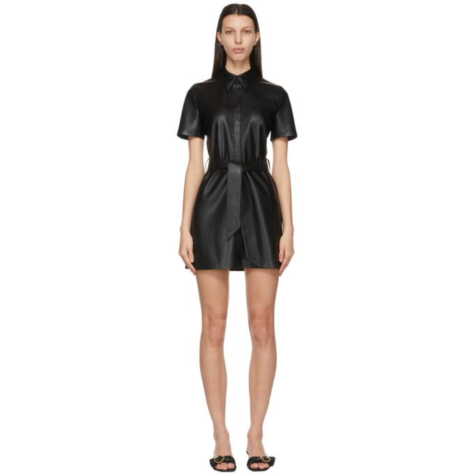 Nanushka Black Vegan Leather Halli Dress