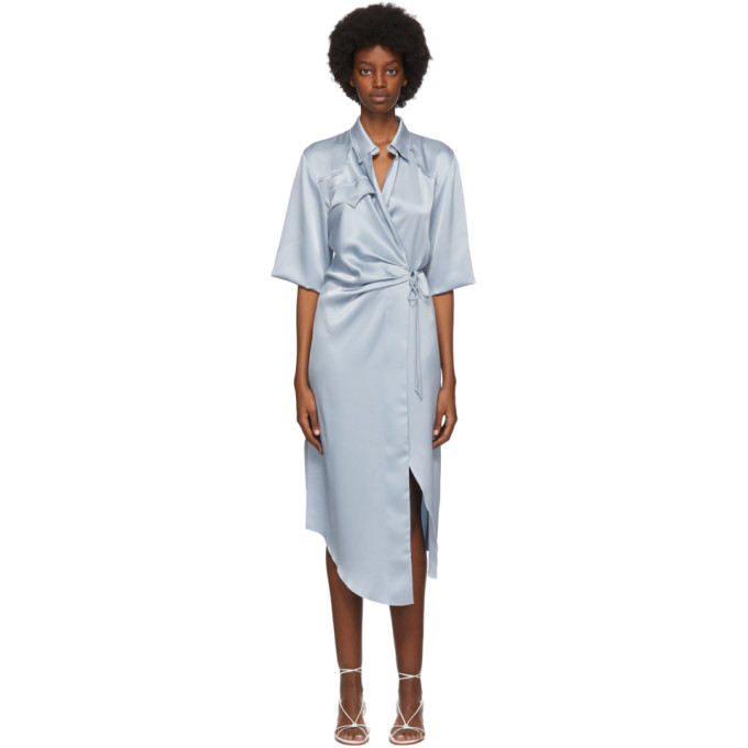 Nanushka SSENSE Exclusive Blue Satin Lais Dress