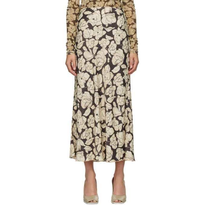 Nanushka Brown and Beige Rezi Mid-Length Skirt