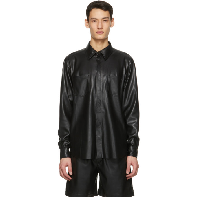 Nanushka Black Vegan Leather Declan Shirt