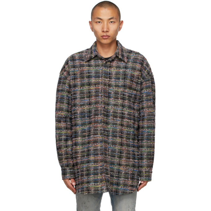 Faith Connexion Multicolor Check Tweed Oversized Shirt