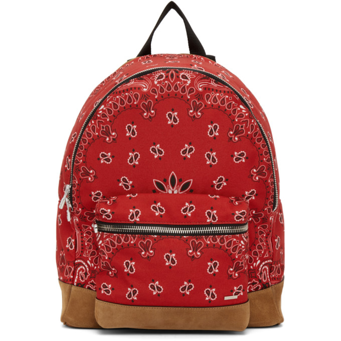 AMIRI Red Canvas and Suede Bandana Backpack