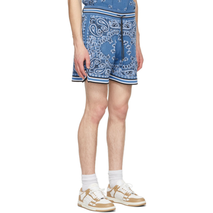 Amiri Bandana B-Ball Shorts in Blue & Black