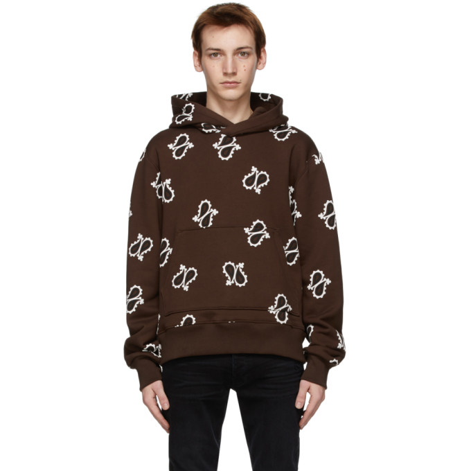 AMIRI Brown Paisley All-Over Fitted Hoodie