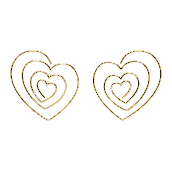 Y/Project Gold Heart Earrings