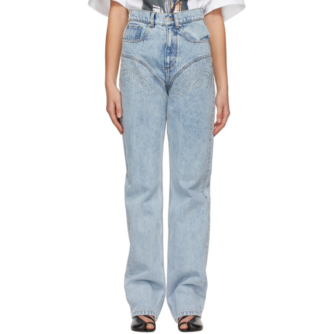 Y/Project Blue Crystal Rhinestone Jeans