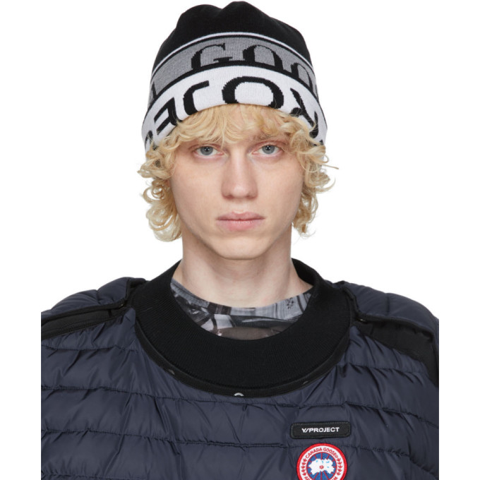 Y/Project Reversible Black and White Canada Goose Edition Wool Beanie