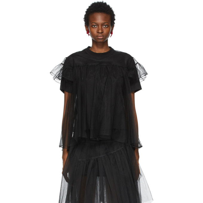 Shushu/Tong SSENSE Exclusive Black Tulle Overlay T-Shirt