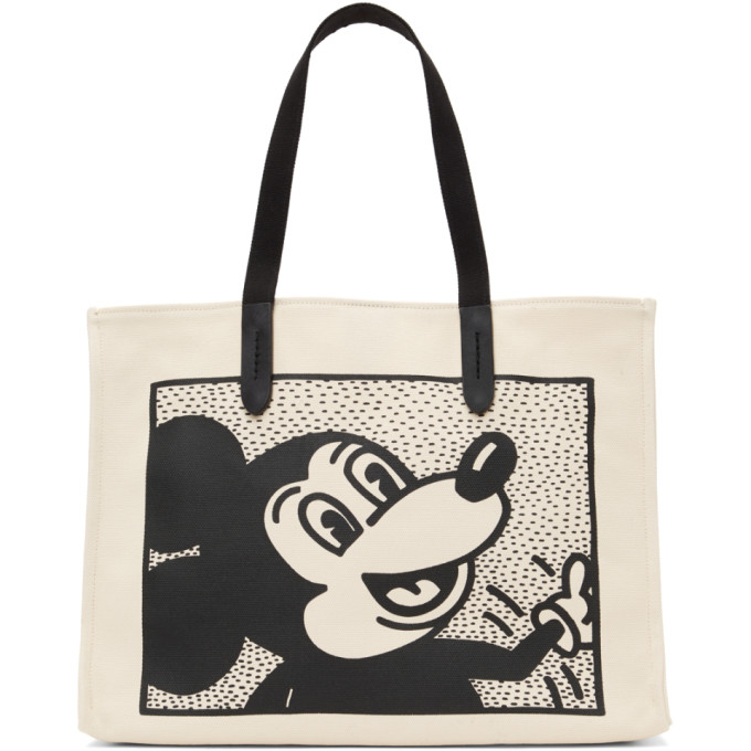 Coach 1941 Beige and Black Keith Haring Edition Mickey Tote