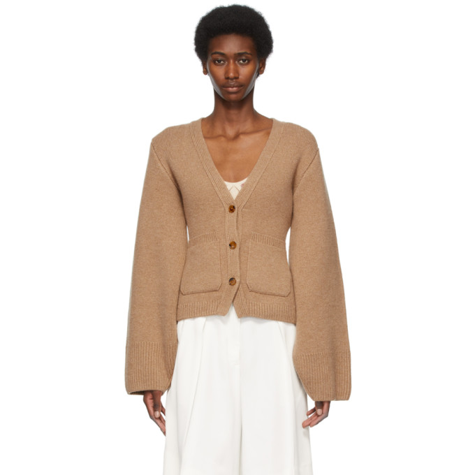 KHAITE TAN CASHMERE 'THE SCARLET' CARDIGAN