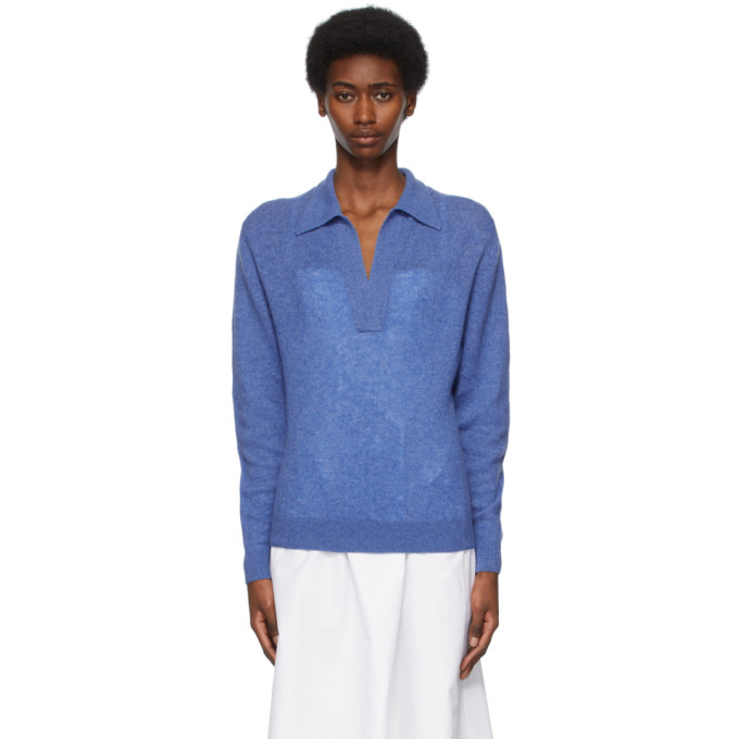 KHAITE BLUE CASHMERE 'THE JO' SWEATER