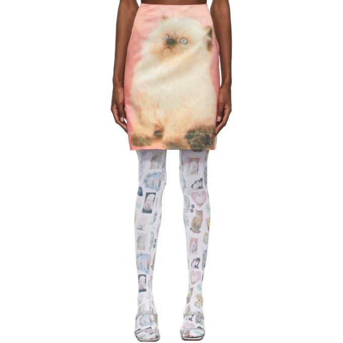 Ashley Williams Pink & Off-white Kitten Merlin Miniskirt In Pink Kitten