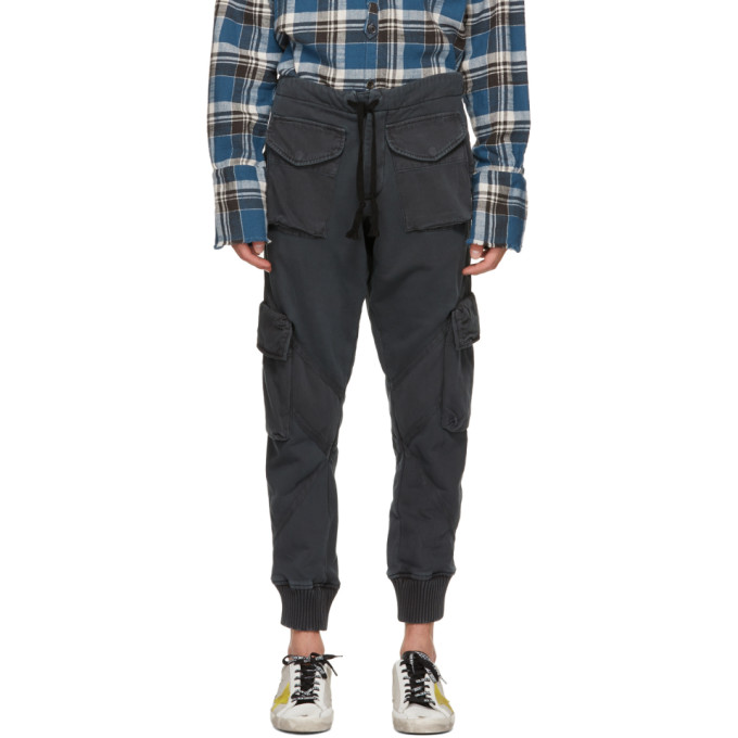 Greg Lauren Black Utility Sweat Cargo Pants