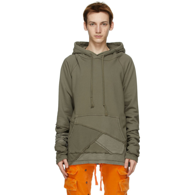 Greg Lauren Khaki Fragmented Hoodie