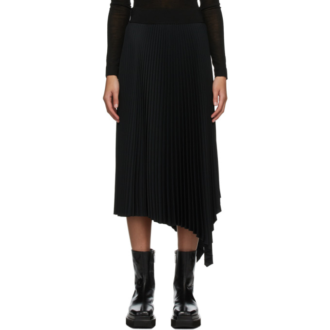 Joseph Black Swinton Pleated Ribbed Skirt