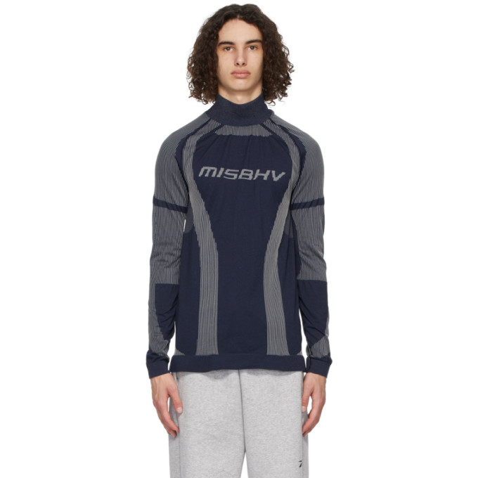 MISBHV Navy and Grey Active Turtleneck