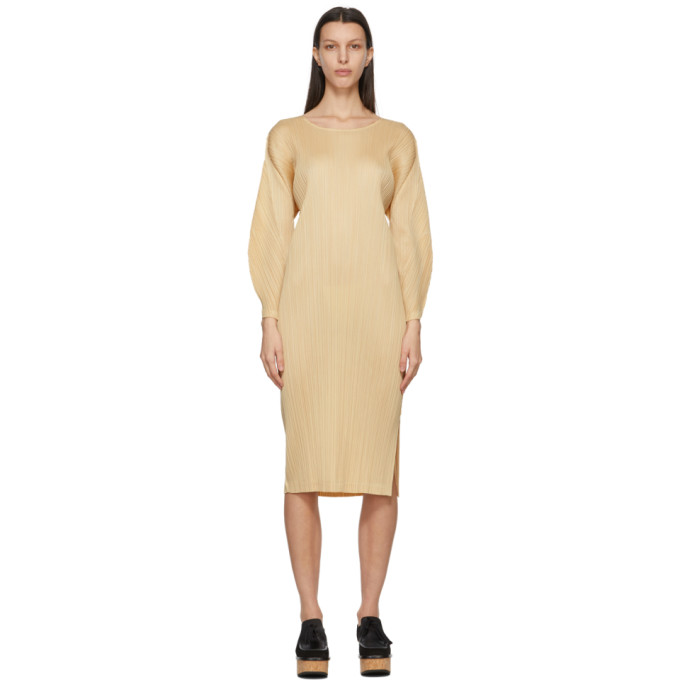 Pleats Please Issey Miyake Beige Monthly Colors January Dress