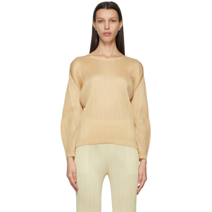 Pleats Please Issey Miyake Beige Monthly Colors January Sweater