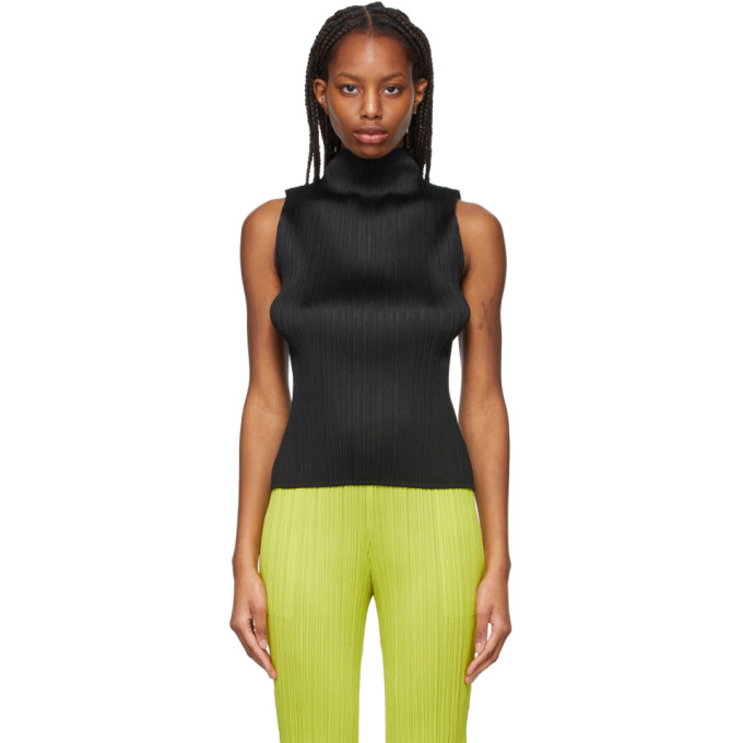 PLEATS PLEASE ISSEY MIYAKE BLACK BASICS SLEEVELESS TURTLENECK