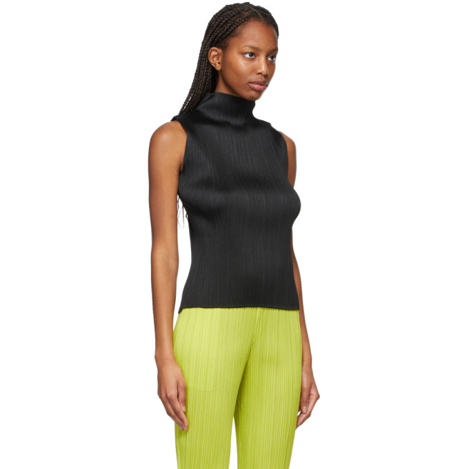 PLEATS PLEASE ISSEY MIYAKE BLACK BASICS SLEEVELESS TURTLENECK